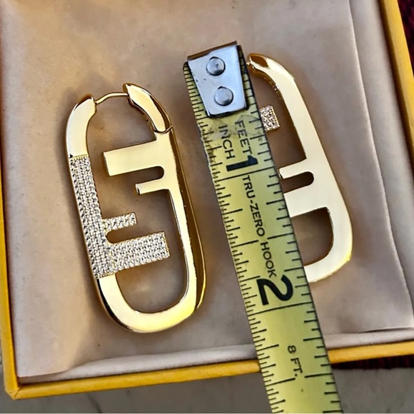 Authentic Fendi Large O’Lock Crystal Earrings - Picture 13 of 13